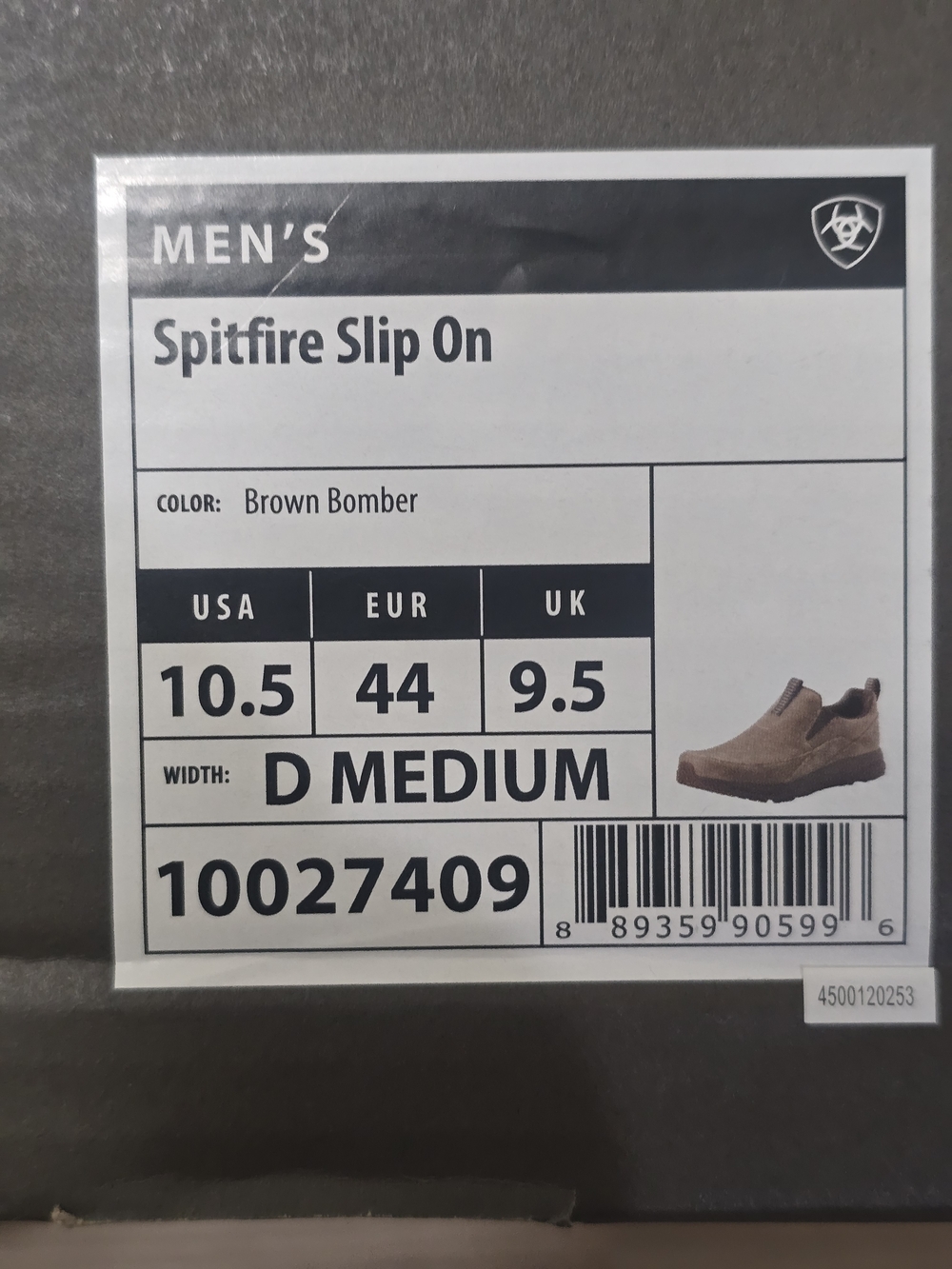 ​NWT Ariat Men's Spitfire Slip On Shoes - Brown Bomber Leather - Size 10.5D - Picture 3 of 7